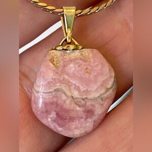 Vintage Rhodochrosite Pendant Necklace